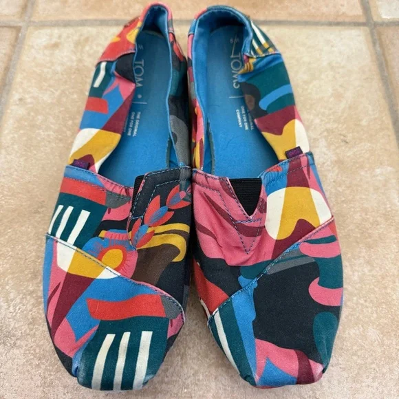 TOMS Womens Alpargata Slip On Flats Casual - Multi - Colorful - Size 9 - Picture 2 of 4